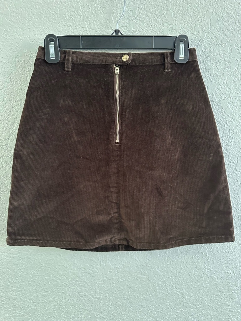 & Other Stories Brown Corduroy Mini Skirt Front Zip Cotton Blend Size 4